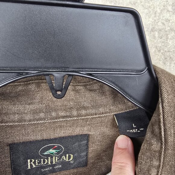 RedHead Mens Large Brown Button-Up Shirt 100% Cotton Long Sleeves Casual Style - Picture 3 of 6